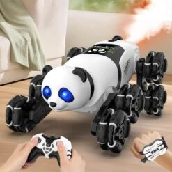 Remote Control Car 2.4G Cute Panda Eight-wheel Stunt Car Swing Arm Climbing Off-road Vehicle