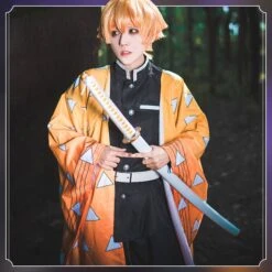 Zenitsu Agatsuma Costume Halloween Zenitsu Cosplay Outfit Full Set
