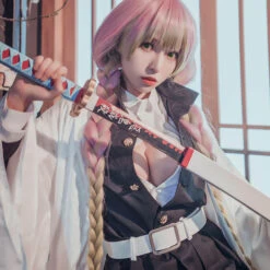Mitsuri Kanroji Cosplay Outfit Halloween Mitsuri Costume Lady's Cosplay Outfit Full Set -Sun Baby Sales Store Demon Slayer Costume Kanroji MitsuriCosplay 7