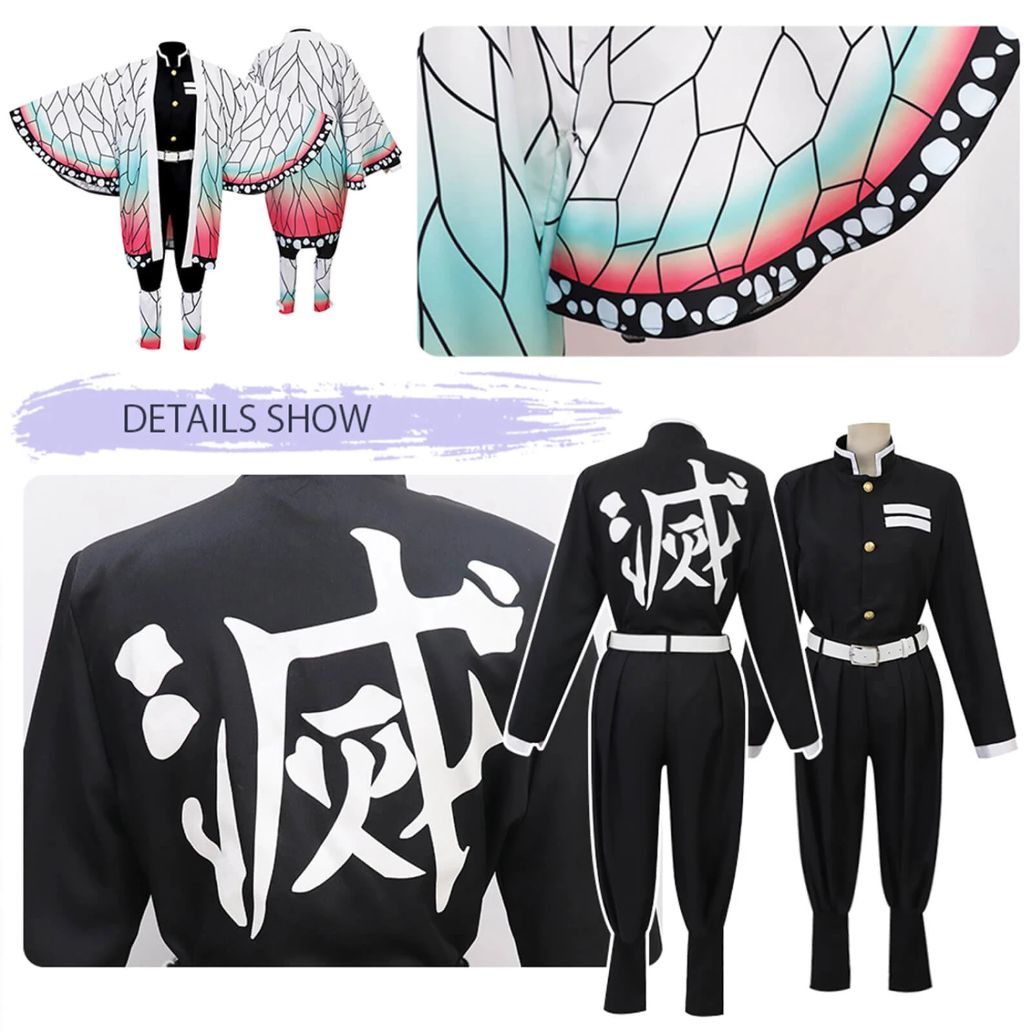 Shinobu Kocho Costume Halloween Shinobu Cosplay Outfit Full Set 4 Shinobu Kocho Costume Halloween Shinobu Cosplay Outfit Full Set - Image 4