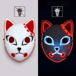 Giyuu Costume Halloween Giyuu Cosplay Outfit Full Set For Kids And Adult -Sun Baby Sales Store Demon Slayer Mask LED Red