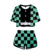 Kids Activewear Tanjiro Nezuko Running Suit Zenitsu Giyu Top And Shorts