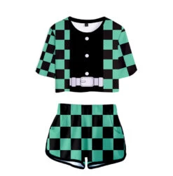 Kids Activewear Tanjiro Nezuko Running Suit Zenitsu Giyu Top And Shorts