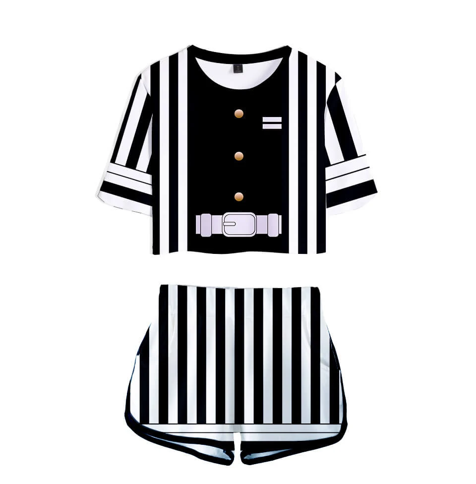 Tanjiro Nezuko Running Suit Zenitsu Giyu Top And Shorts Halloween Activewear 8 Tanjiro Nezuko Running Suit Zenitsu Giyu Top And Shorts Halloween Activewear - Image 8