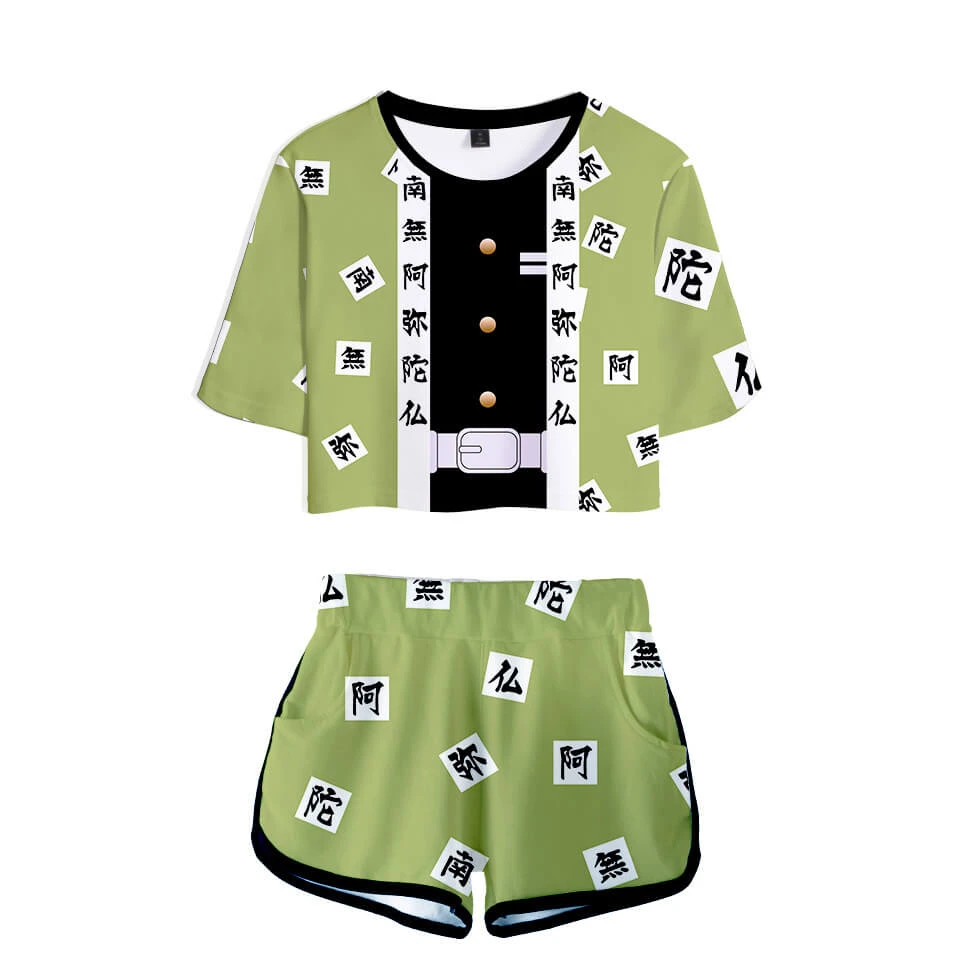 Tanjiro Nezuko Running Suit Zenitsu Giyu Top And Shorts Halloween Activewear 9 Tanjiro Nezuko Running Suit Zenitsu Giyu Top And Shorts Halloween Activewear - Image 9