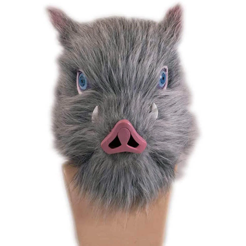 Hashibira Inosuke Mask Pig Plush Helmet Kimetsu Cosplay Essentials 5 Hashibira Inosuke Mask Pig Plush Helmet Kimetsu Cosplay Essentials - Image 5