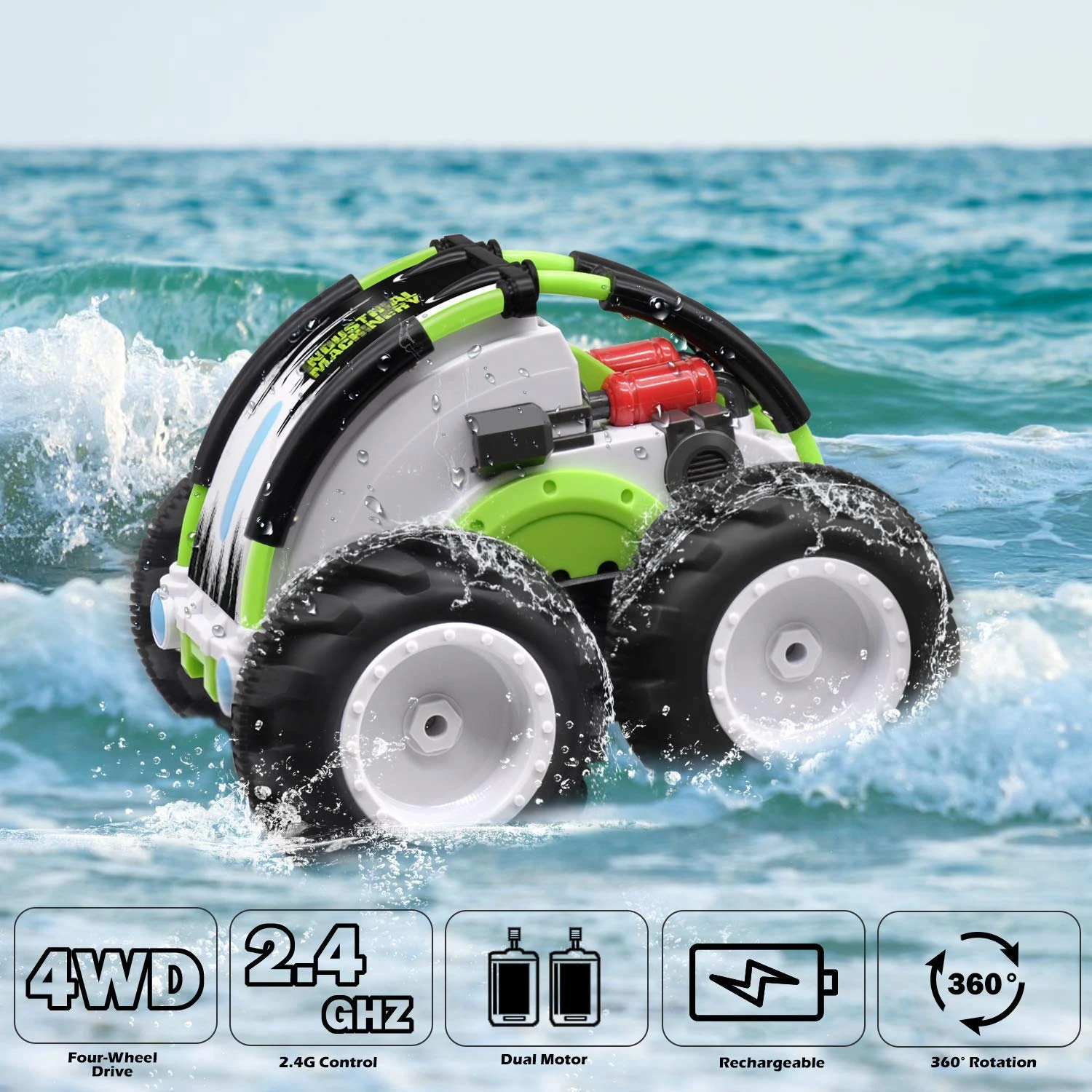 4WD Double Sided 360° Flip And Spin Stunt Amphibious Remote Control Racing Drift Car 1 4WD Double Sided 360° Flip And Spin Stunt Amphibious Remote Control Racing Drift Car