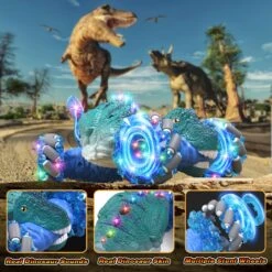 4WD RC Twist Car Dino 360° Stunt Car Dual Control Electric Climbing Car -Sun Baby Sales Store Dino blue 05