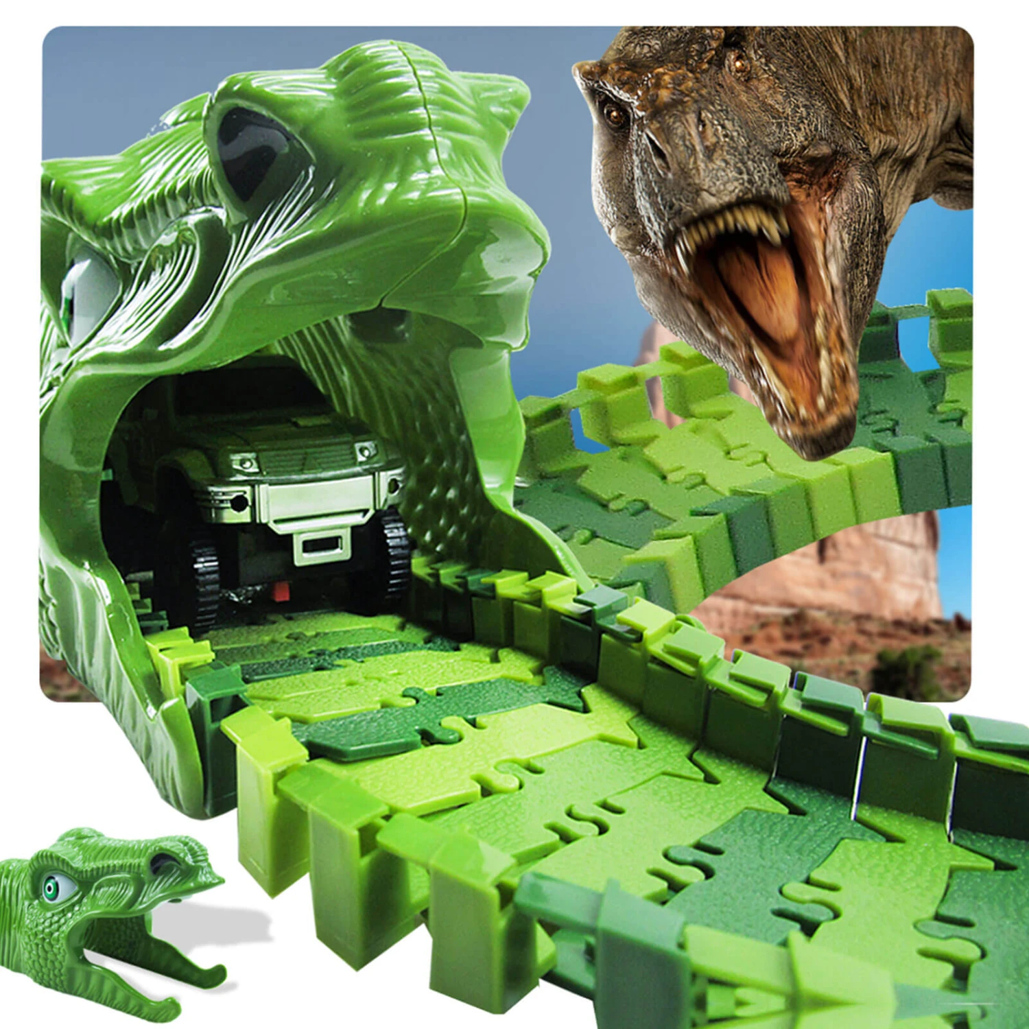 Dinosaur Racing Track Flexible Railway Toys 153pcs Create A Dinosaur World Road Race For Kids 4 Dinosaur Racing Track Flexible Railway Toys 153pcs Create A Dinosaur World Road Race For Kids - Image 4