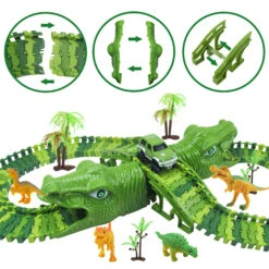 Dinosaur Racing Track Flexible Railway Toys 153pcs Create A Dinosaur World Road Race For Kids 16 Dinosaur Racing Track Flexible Railway Toys 153pcs Create A Dinosaur World Road Race For Kids -Sun Baby Sales Store Dinosaur Railway track 10