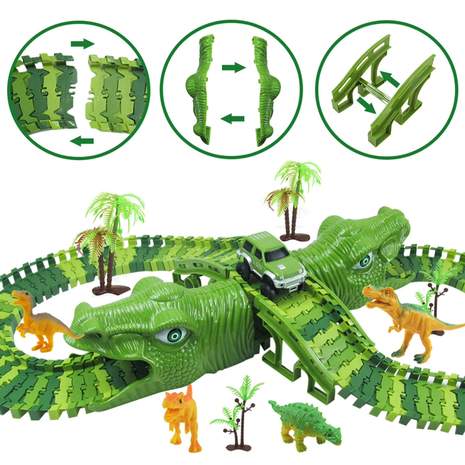 Dinosaur Racing Track Flexible Railway Toys 153pcs Create A Dinosaur World Road Race For Kids 7 Dinosaur Racing Track Flexible Railway Toys 153pcs Create A Dinosaur World Road Race For Kids - Image 7