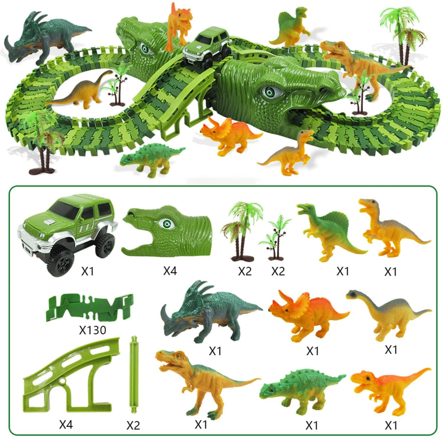 Dinosaur Racing Track Flexible Railway Toys 153pcs Create A Dinosaur World Road Race For Kids 2 Dinosaur Racing Track Flexible Railway Toys 153pcs Create A Dinosaur World Road Race For Kids - Image 2
