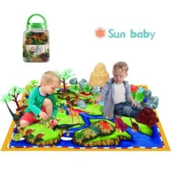 50 Pieces Dinosaur Play Set - Walking Dinosaur With Moving Jaws Coming Out From Jurassic World, Develop Kids Imagination