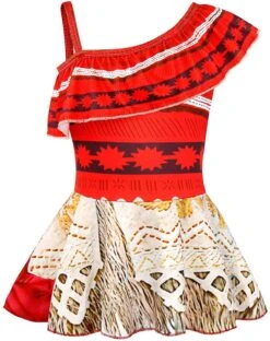 Kids Moana Swimsuits Princess Cosplay Costume Girls Polynesian Dress With Necklace For Halloween Party -Sun Baby Sales Store DisneyMoanaPrincessCosplay 2