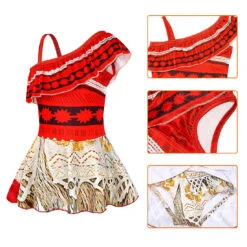 Kids Moana Swimsuits Princess Cosplay Costume Girls Polynesian Dress With Necklace For Halloween Party -Sun Baby Sales Store DisneyMoanaPrincessCosplay 7