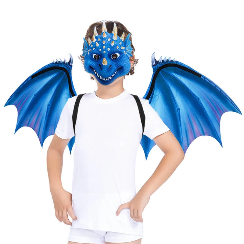 Kids Dragon Wings T-rex PU Mask Set Dinosaur Cosplay Costume Props For Halloween Dress Up 10 Kids Dragon Wings T-rex PU Mask Set Dinosaur Cosplay Costume Props For Halloween Dress Up - Image 10
