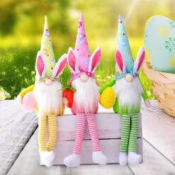 3Pcs Elf Doll Long Legs With Egg Rudolf DollDIY Happy Party Decor For Home