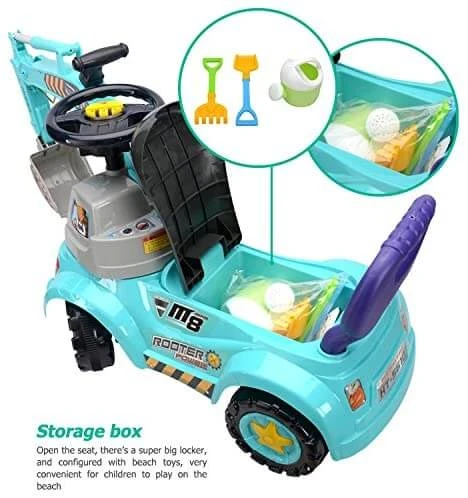 Kids 3-in-1 Ride-on Excavator Truck With Music For Boys Girls Indoor Outdoor Scooter, Pulling Cart & Excavator 6 Kids 3-in-1 Ride-on Excavator Truck With Music For Boys Girls Indoor Outdoor Scooter, Pulling Cart & Excavator - Image 6