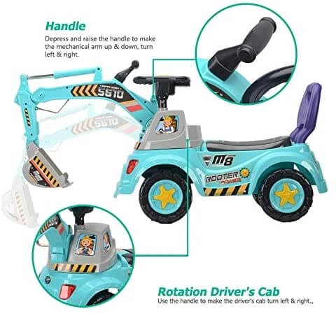 Kids 3-in-1 Ride-on Excavator Truck With Music For Boys Girls Indoor Outdoor Scooter, Pulling Cart & Excavator 4 Kids 3-in-1 Ride-on Excavator Truck With Music For Boys Girls Indoor Outdoor Scooter, Pulling Cart & Excavator - Image 4