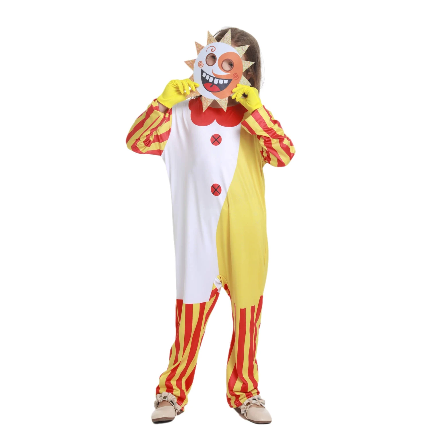 Kids Sundrop/Moondrop FNAF Costume Halloween Cosplay Jumpsuit Mask Gloves Full Set For Boys Girls 2 Kids Sundrop/Moondrop FNAF Costume Halloween Cosplay Jumpsuit Mask Gloves Full Set For Boys Girls - Image 2