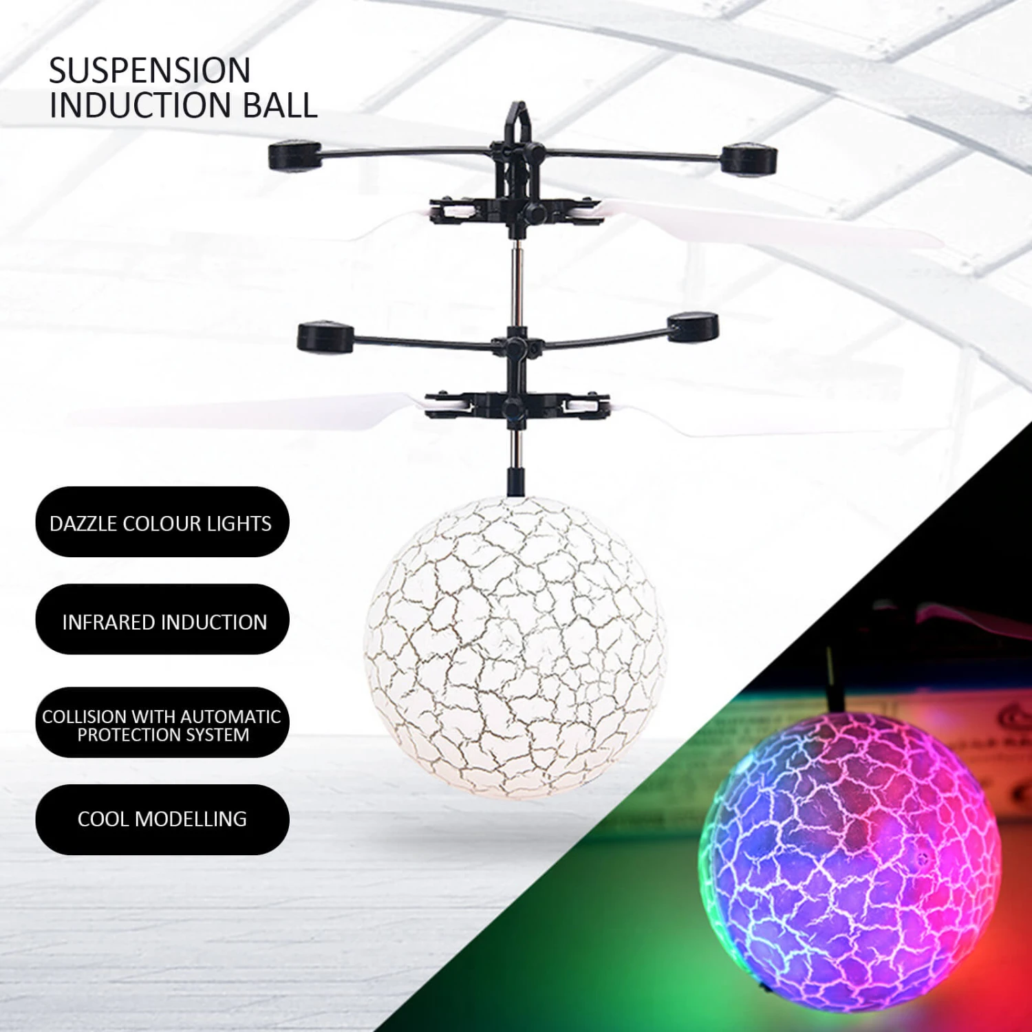 Hands Free Mini Drone Fancy Crystal Flying Ball LED Light RC Drone Induction Aircraft Toys 7 Hands Free Mini Drone Fancy Crystal Flying Ball LED Light RC Drone Induction Aircraft Toys - Image 7
