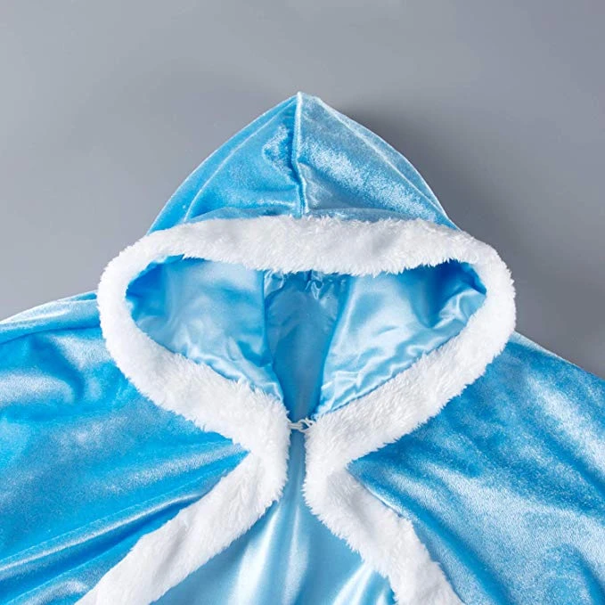 Fur Elsa Anna Princess Hooded Cape Cloaks Costume For Girls Dress Up 5 Fur Elsa Anna Princess Hooded Cape Cloaks Costume For Girls Dress Up - Image 5