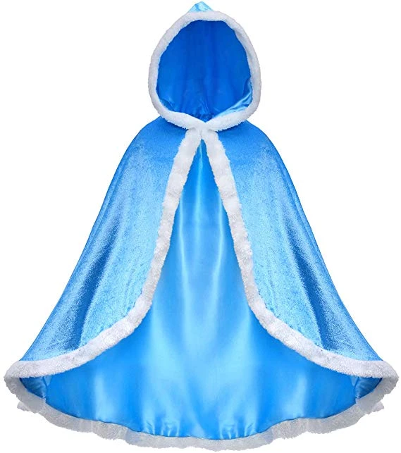 Fur Elsa Anna Princess Hooded Cape Cloaks Costume For Girls Dress Up 3 Fur Elsa Anna Princess Hooded Cape Cloaks Costume For Girls Dress Up - Image 3