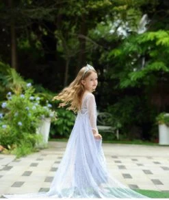 Snow Queen Princess Costume Girls Sequins Dress With Shining Long Cape Cosplay Clothes -Sun Baby Sales Store FrozenElsaPrincessDress 9