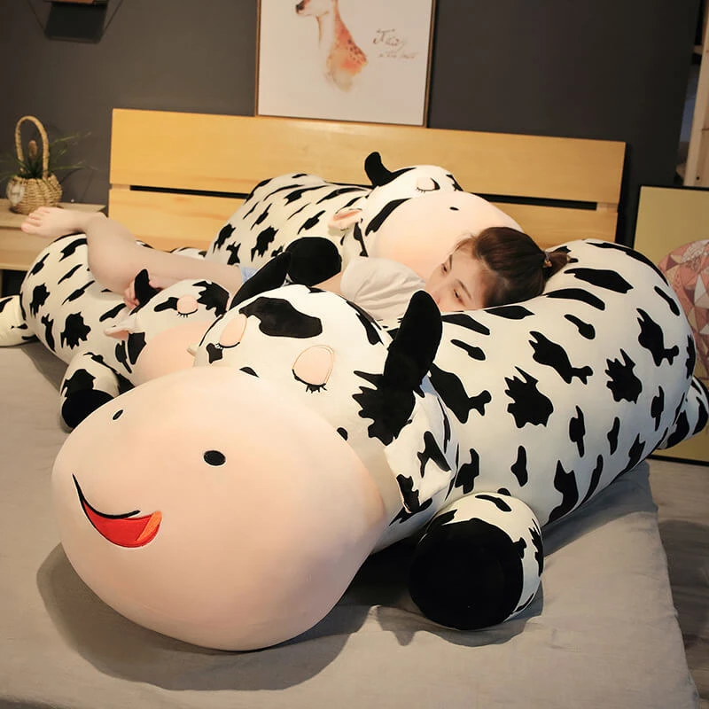 32"/39"/47" Large Lying Cow Soft Throw Pillow Plush Stuffed Animal Toy Sleep Pillow For Children's Gift 2 32"/39"/47" Large Lying Cow Soft Throw Pillow Plush Stuffed Animal Toy Sleep Pillow For Children's Gift - Image 2