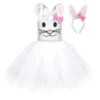 Girls Backless Tutu Dress Bunny Costume With Headband Party Dress Up