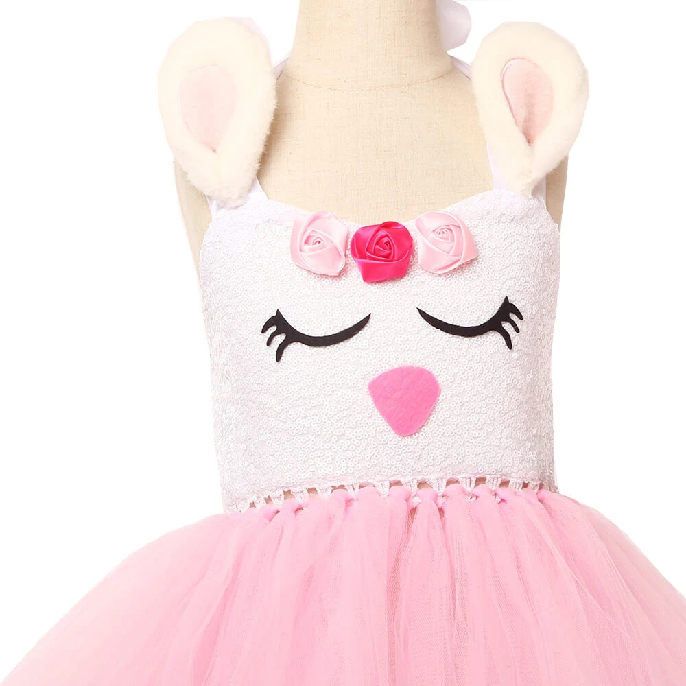 Girls Backless Tutu Dress Bunny Costume With Headband Party Dress Up 4 Girls Backless Tutu Dress Bunny Costume With Headband Party Dress Up - Image 4