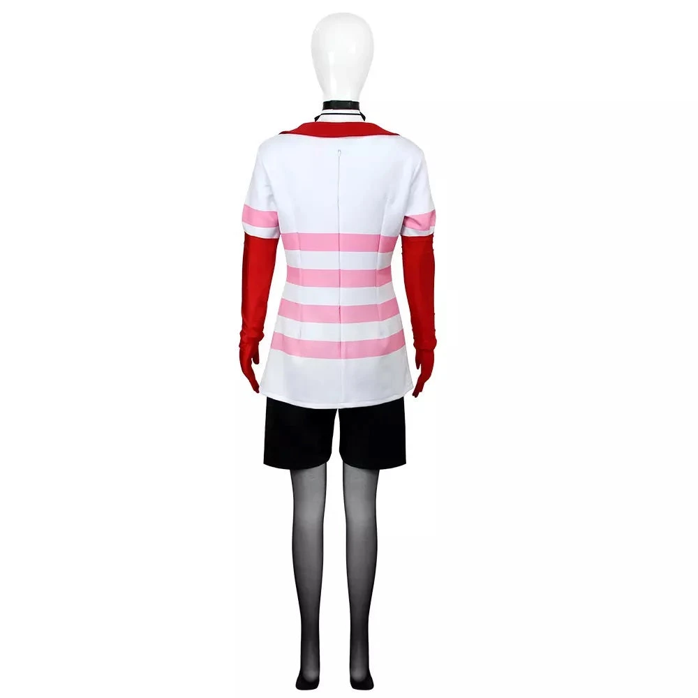 Angel Dust Costume Hazbin Hotel Cosplay Outfit Angel Striped Sweatshirt Shorts Gloves Full Set For Adult 2 Angel Dust Costume Hazbin Hotel Cosplay Outfit Angel Striped Sweatshirt Shorts Gloves Full Set For Adult - Image 2