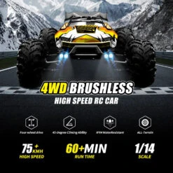High Speed Brushless RC Racing Car 1/14 Fast RTR Off-Road Truck Electric Powered Remote Control Car 16 High Speed Brushless RC Racing Car 1/14 Fast RTR Off-Road Truck Electric Powered Remote Control Car -Sun Baby Sales Store High Speed Brushless RC Car 1 14 Scale