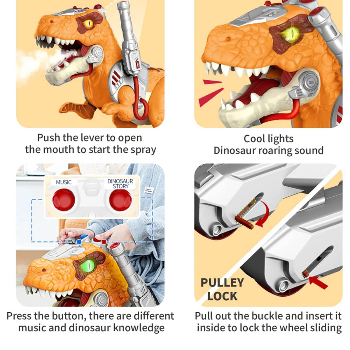 Kids Dinosaur Ride On Car Spray T-Rex Outdoor Indoor Ride-On Toy With Light & Music 4 Kids Dinosaur Ride On Car Spray T-Rex Outdoor Indoor Ride-On Toy With Light & Music - Image 4