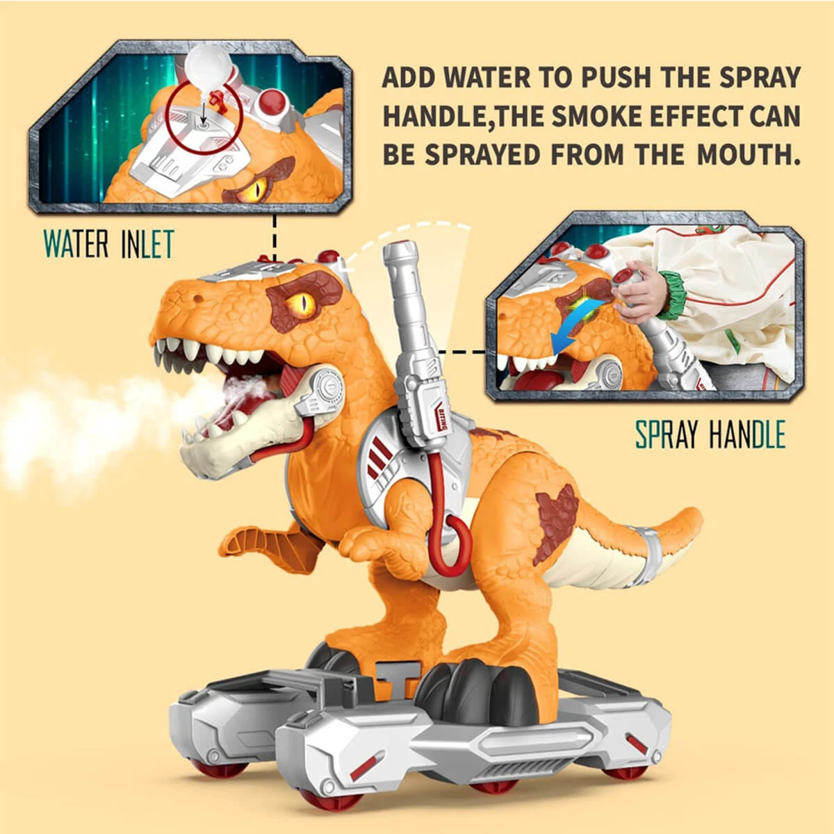 Kids Dinosaur Ride On Car Spray T-Rex Outdoor Indoor Ride-On Toy With Light & Music 3 Kids Dinosaur Ride On Car Spray T-Rex Outdoor Indoor Ride-On Toy With Light & Music - Image 3