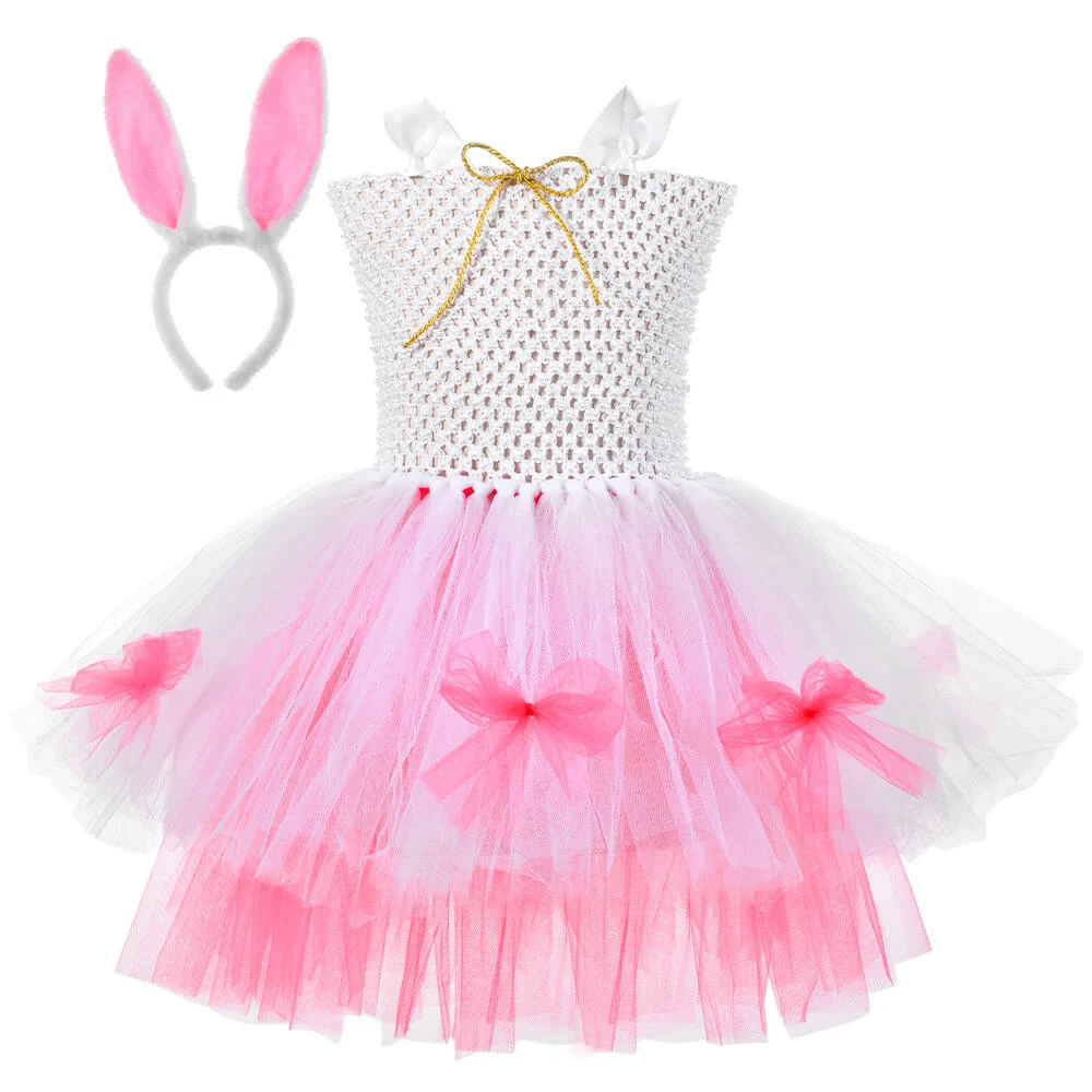 Toddler Fancy Bunny Dress With Headband And Carrot Bag Little Girls Bunny Costume 3 Toddler Fancy Bunny Dress With Headband And Carrot Bag Little Girls Bunny Costume - Image 3
