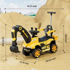 6V Kids Electric Excavator Ride-On Car Toys With Removable Push Handle & Light Music For Girls & Boys -Sun Baby Sales Store Kids Electric Excavator Ride On Car 2