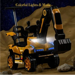6V Kids Electric Excavator Ride-On Car Toys With Removable Push Handle & Light Music For Girls & Boys -Sun Baby Sales Store Kids Electric Excavator Ride On Car 9