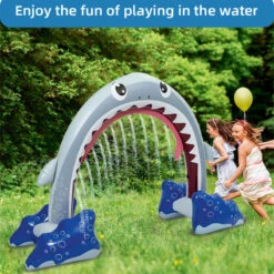 Sun Baby Sales Store 15 Kids Inflatable Shark Sprinkler Summer Water Sprinkler Outdoor Inflatable Toy