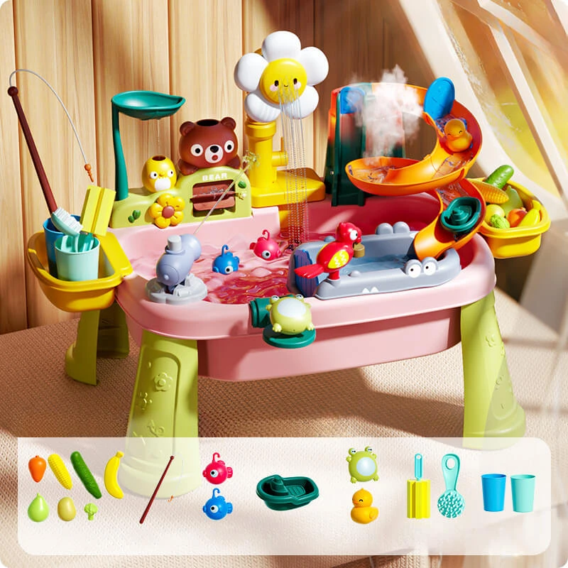 Kids Play Sink With Electric Sunflower Upgraded Water Table Running Water Slide Toy Fishing Game 1 Kids Play Sink With Electric Sunflower Upgraded Water Table Running Water Slide Toy Fishing Game