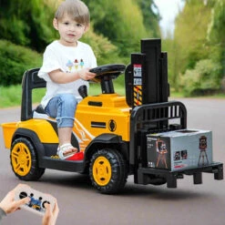 6V Kids Ride On Forklift Car Electric Fork Truck With Liftable Fork And Pallet For Boys Girls -Sun Baby Sales Store Kids Ride On Forklift Car 2