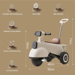 6V Kids Ride On Motorcycle 3-in-1 Electric Motorcycle With Push Handle Battery Powered Ride On Car -Sun Baby Sales Store Kids Ride On Motorcycle 5