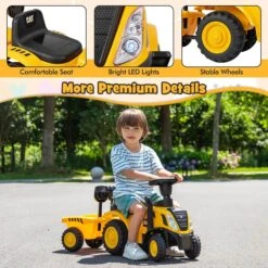 Kids Ride-On Tractor Foot-to-Floor Sliding Car With Detachable Trailer, LED Lights, Horn, And Sand Play Tools For Ages 1.5-3 17 Kids Ride-On Tractor Foot-to-Floor Sliding Car With Detachable Trailer, LED Lights, Horn, And Sand Play Tools For Ages 1.5-3 -Sun Baby Sales Store Kids Ride On Tractor 2