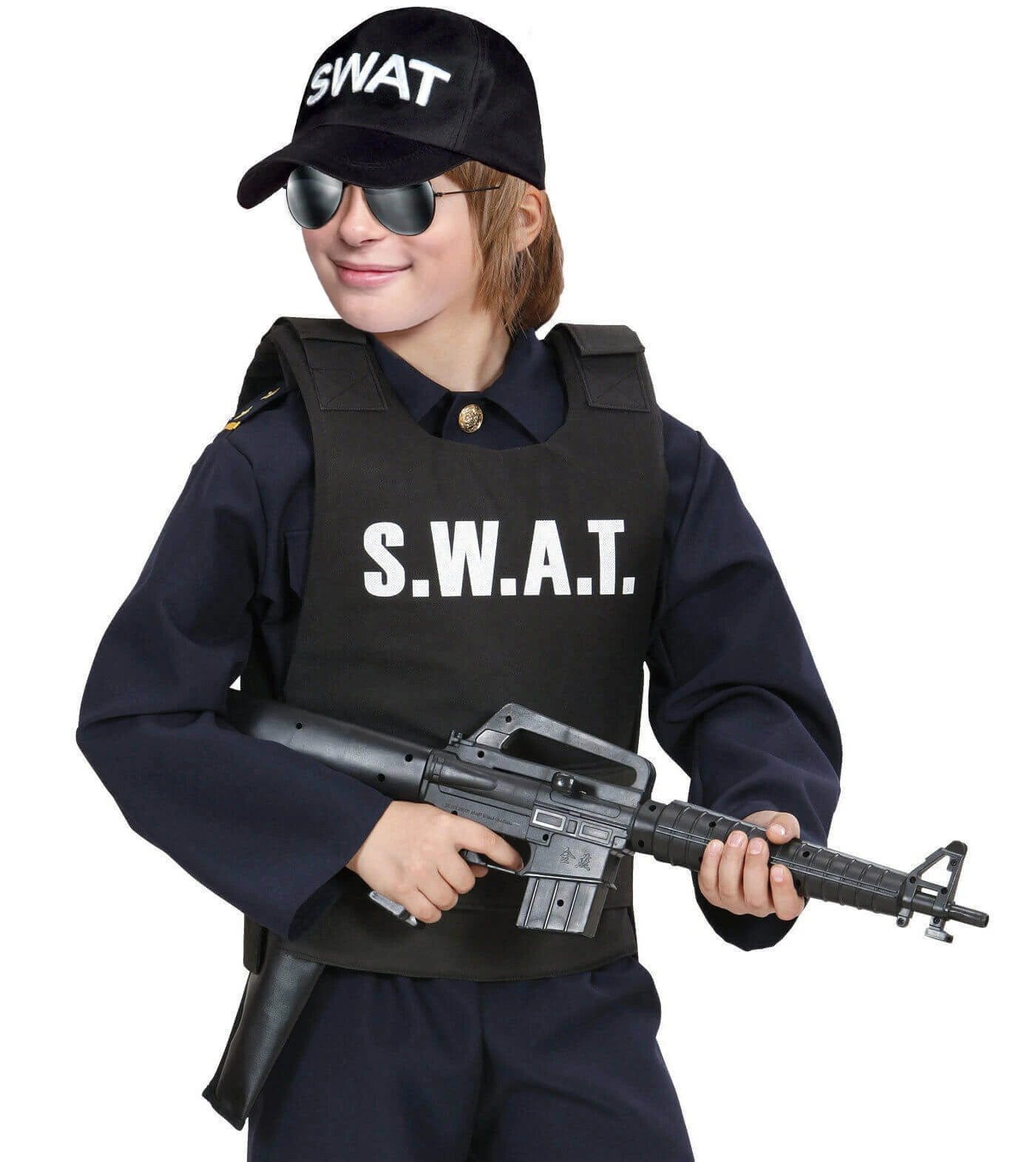 Kids SWAT Costume Police Outfit Bulletproof Vest Glasses Interphone And Hat 4pcs Suit For Cop Cosplay 1 Kids SWAT Costume Police Outfit Bulletproof Vest Glasses Interphone And Hat 4pcs Suit For Cop Cosplay