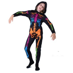 Kids Skeleton Scary Costume Glow In The Dark White Bones Stretch Body Suit With Hoodie 8 Kids Skeleton Scary Costume Glow In The Dark White Bones Stretch Body Suit With Hoodie -Sun Baby Sales Store Kids Skeleton Scary Costume 3