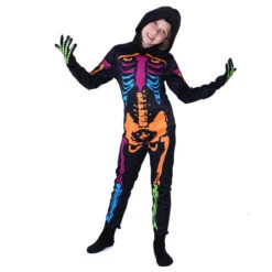Kids Skeleton Scary Costume Glow In The Dark White Bones Stretch Body Suit With Hoodie 10 Kids Skeleton Scary Costume Glow In The Dark White Bones Stretch Body Suit With Hoodie -Sun Baby Sales Store Kids Skeleton Scary Costume 5