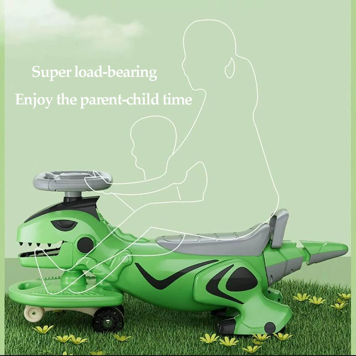 Kids Wiggle Car Dinosaur Anti-Rollover Car Ride On Toy With Flashing Wheels & Music 5 Kids Wiggle Car Dinosaur Anti-Rollover Car Ride On Toy With Flashing Wheels & Music - Image 5