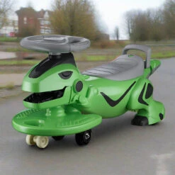 Kids Wiggle Car Dinosaur Anti-Rollover Car Ride On Toy With Flashing Wheels & Music
