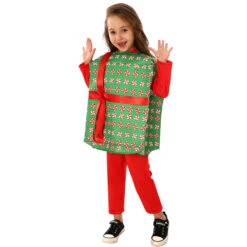 Kids Christmas Present Costume Boys Girls Gift Box Tops And Jumpsuit 2pcs Suit For Xmas Party -Sun Baby Sales Store Kids present costume 5