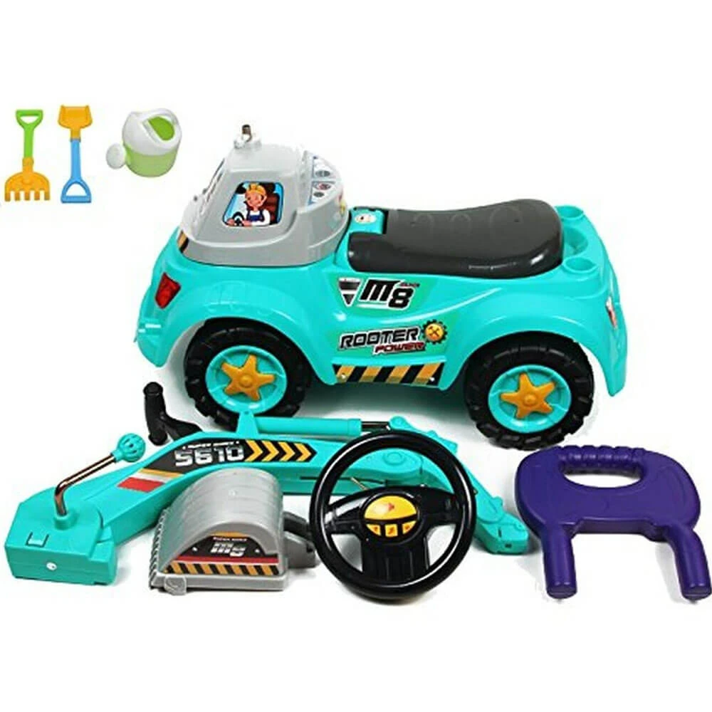 Kids 3-in-1 Ride-on Excavator Truck With Music For Boys Girls Indoor Outdoor Scooter, Pulling Cart & Excavator 8 Kids 3-in-1 Ride-on Excavator Truck With Music For Boys Girls Indoor Outdoor Scooter, Pulling Cart & Excavator - Image 8